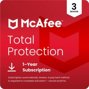 McAfee Total Protection 3-Device | AntiVirus Software 2026 for Windows PC & Mac, AI Scam Detection, VPN, Password Manager, Identity Monitoring